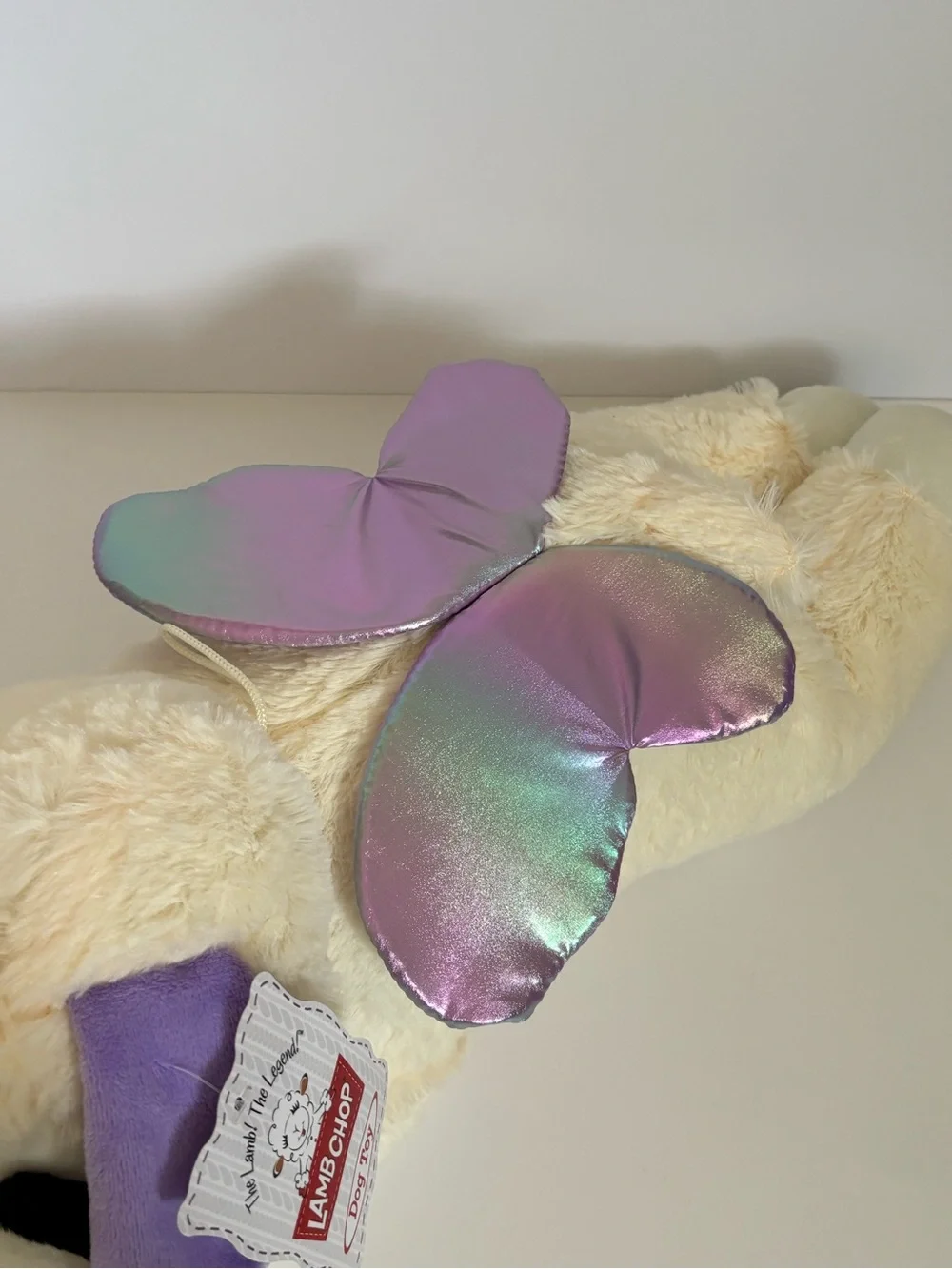 Lamp Chop Lampchop Dog Plush Toy Fairy Wings Iridescent Holographic 18” NWT